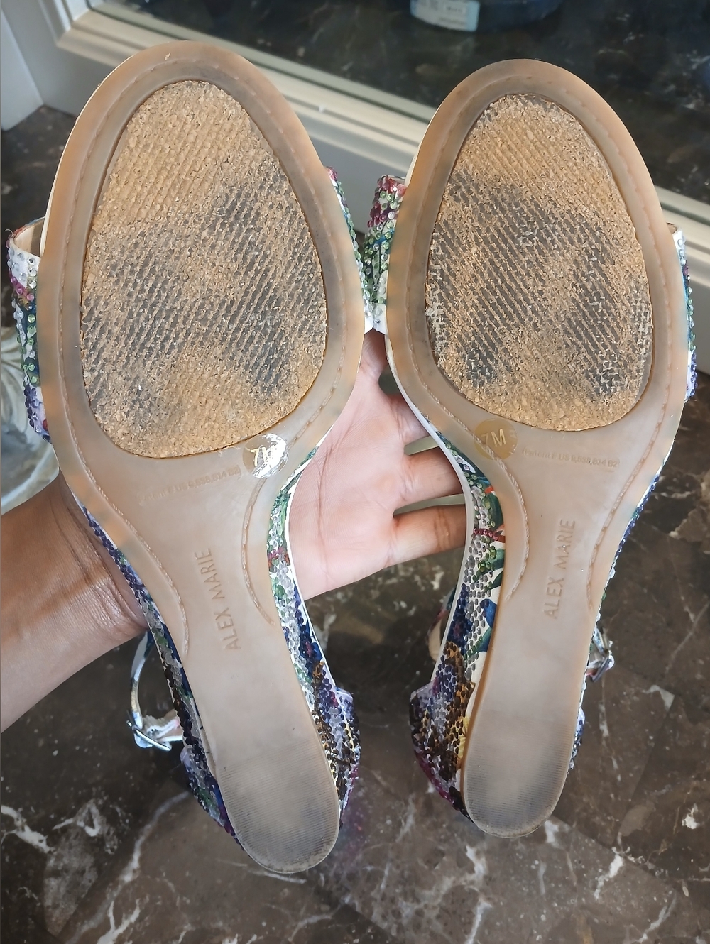 Alex Marie Multicolor Crystal-Embellished Ankle-Strap Flats - Picture 12 of 13